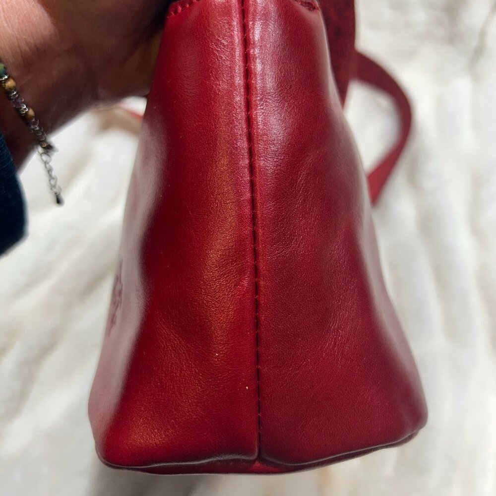 EUC Patricia Nash Valenza Red Leather Crossbody - Embossed Strap - Picture 3 of 12